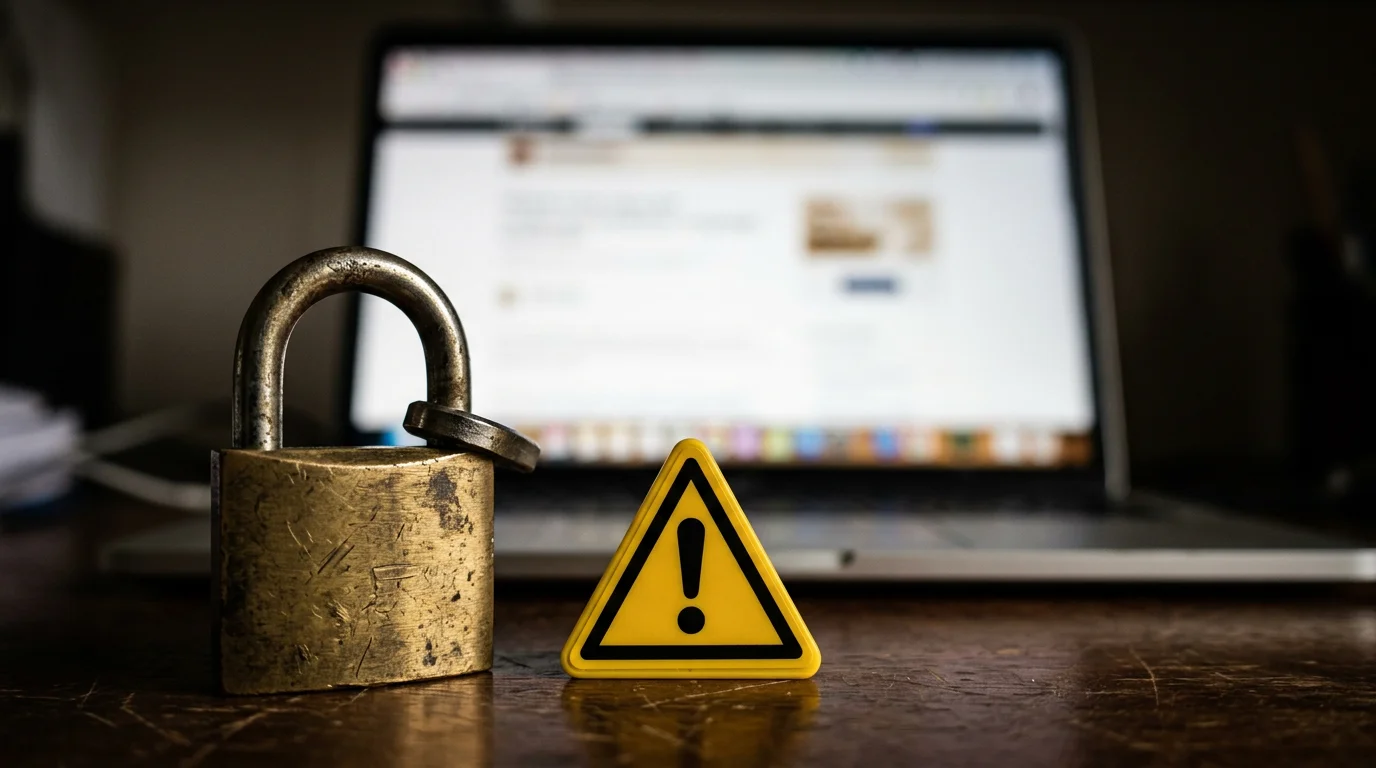 Warning sign and padlock symbolising the danger of unlicensed betting sites