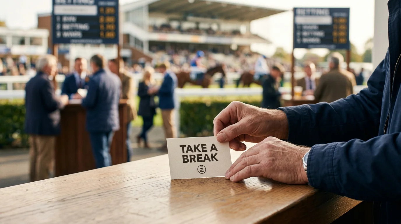 Hands placing a limit card on a betting counter symbolising responsible gambling
